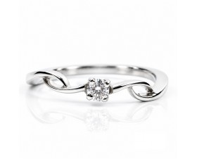 Нежен Годежен Пръстен 18К Бяло Злато с Диамант   Bloom Jewellery